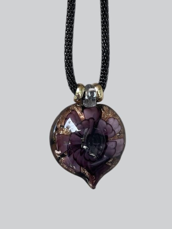Murano Jewelry - Murano Glass Heart Pendant Necklace 24 Gold accents